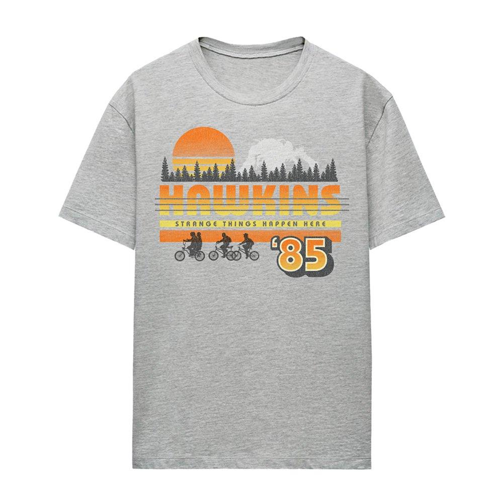 Grey - Stranger Things - Stranger Things Hawkins Retro 85 Ladies T Shirt A - 4