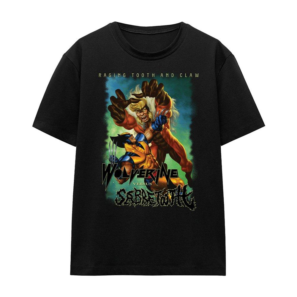 Black - Marvel - X-Men Heavy Metal Wolverine Versus Sabretooth T Sh - 4