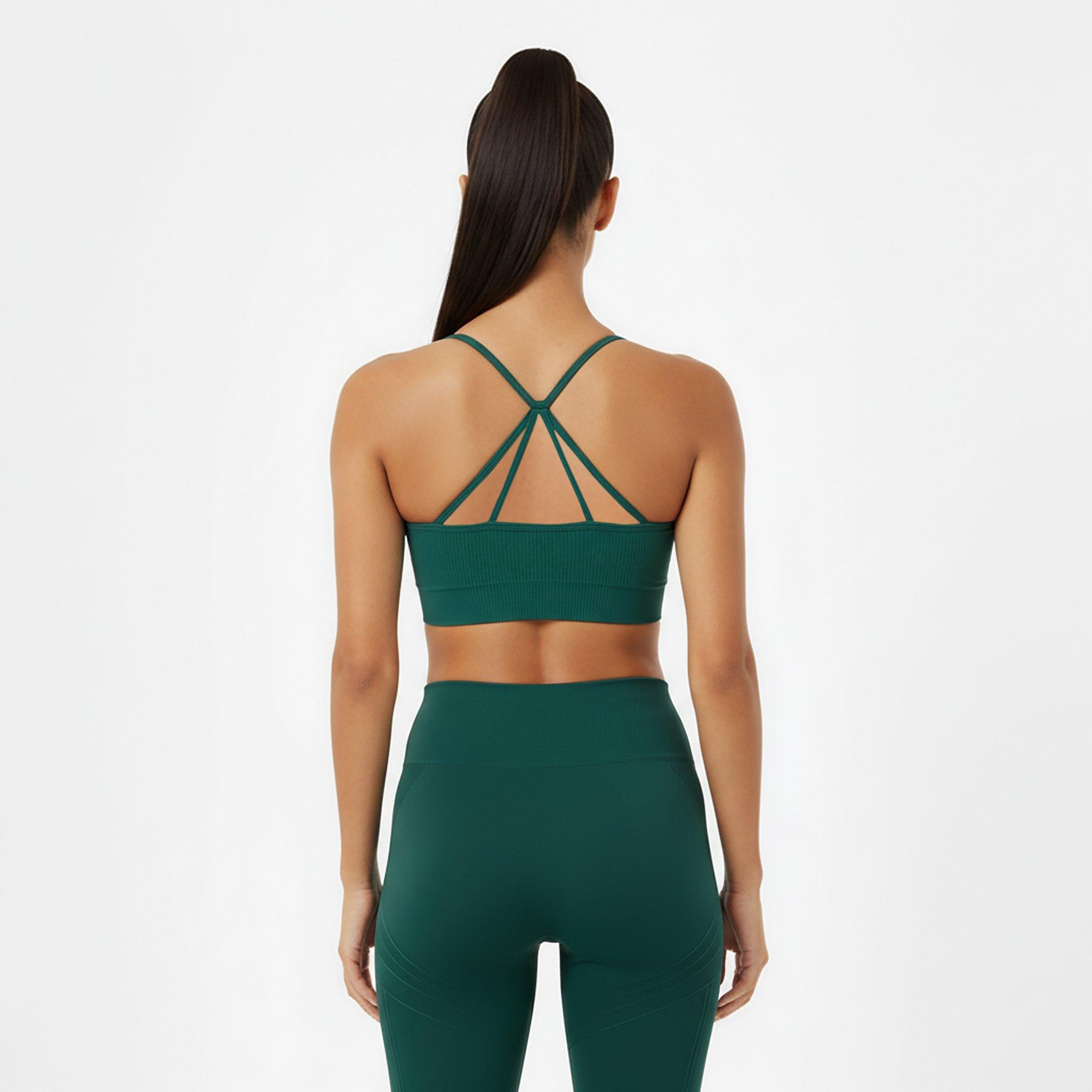 Forest Green - USA Pro - Seamless Ribbed Sports Bra - 4