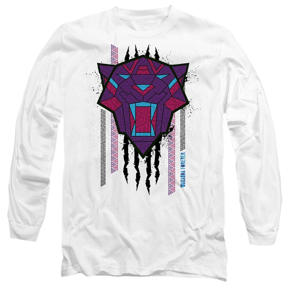 Marvel Men's Black Panther: Wakanda Forever Panther Head Slash - White - L