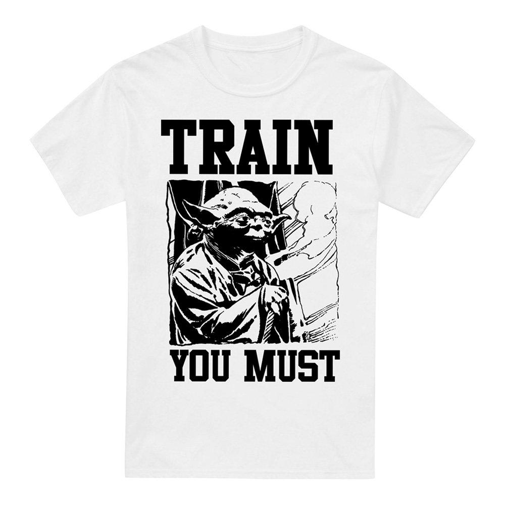 White - Star Wars - Star Wars Yoda Train Cotton Mens T-Shirt White - 4
