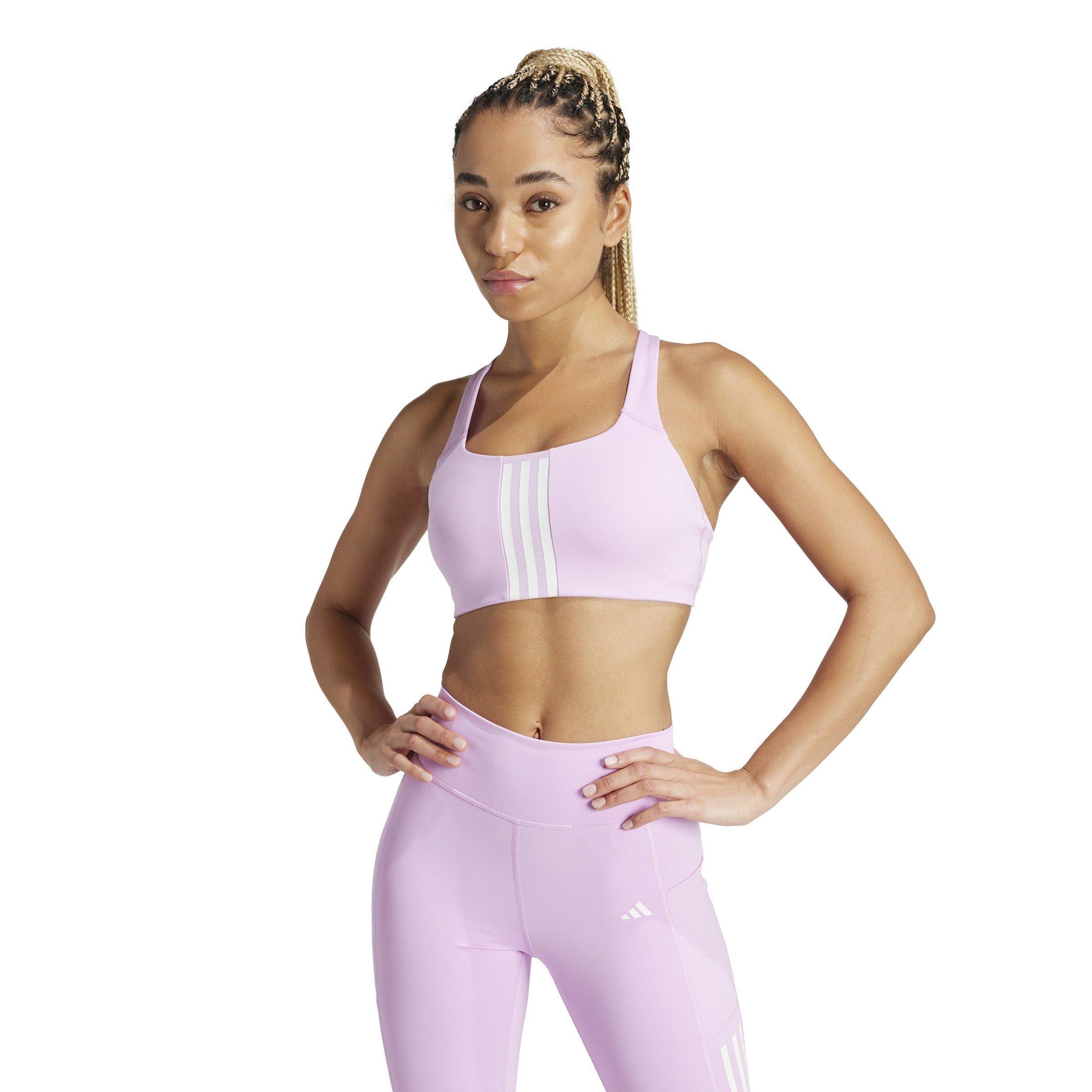 Bliss Lilac - adidas - adidas Powerimpact Training Medium-Support 3-Stripes Bra Womens - 3
