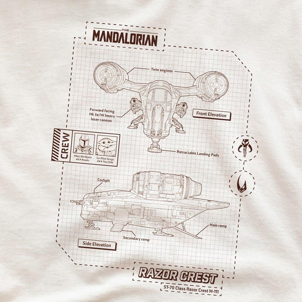 Natural - Star Wars - Star Wars Mandalorian Razor Crest Schematic T Shir - 2