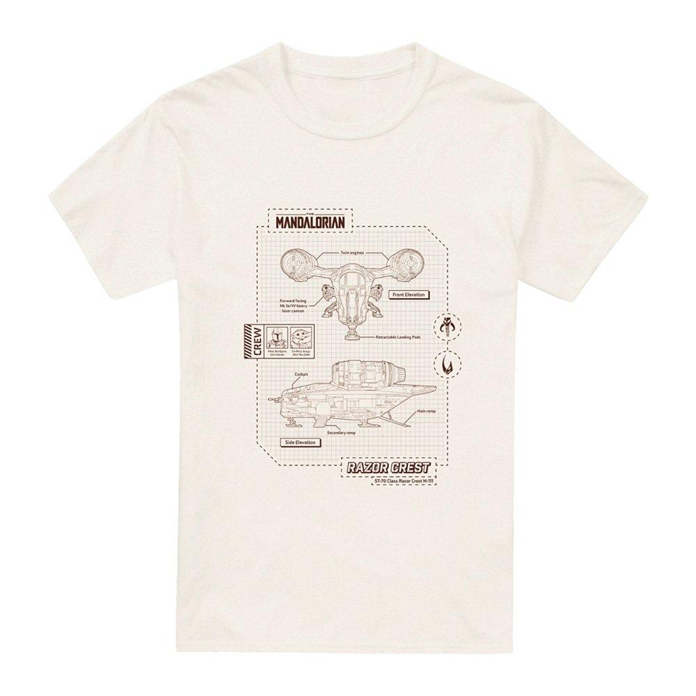 Natural - Star Wars - Star Wars Mandalorian Razor Crest Schematic T Shir - 4