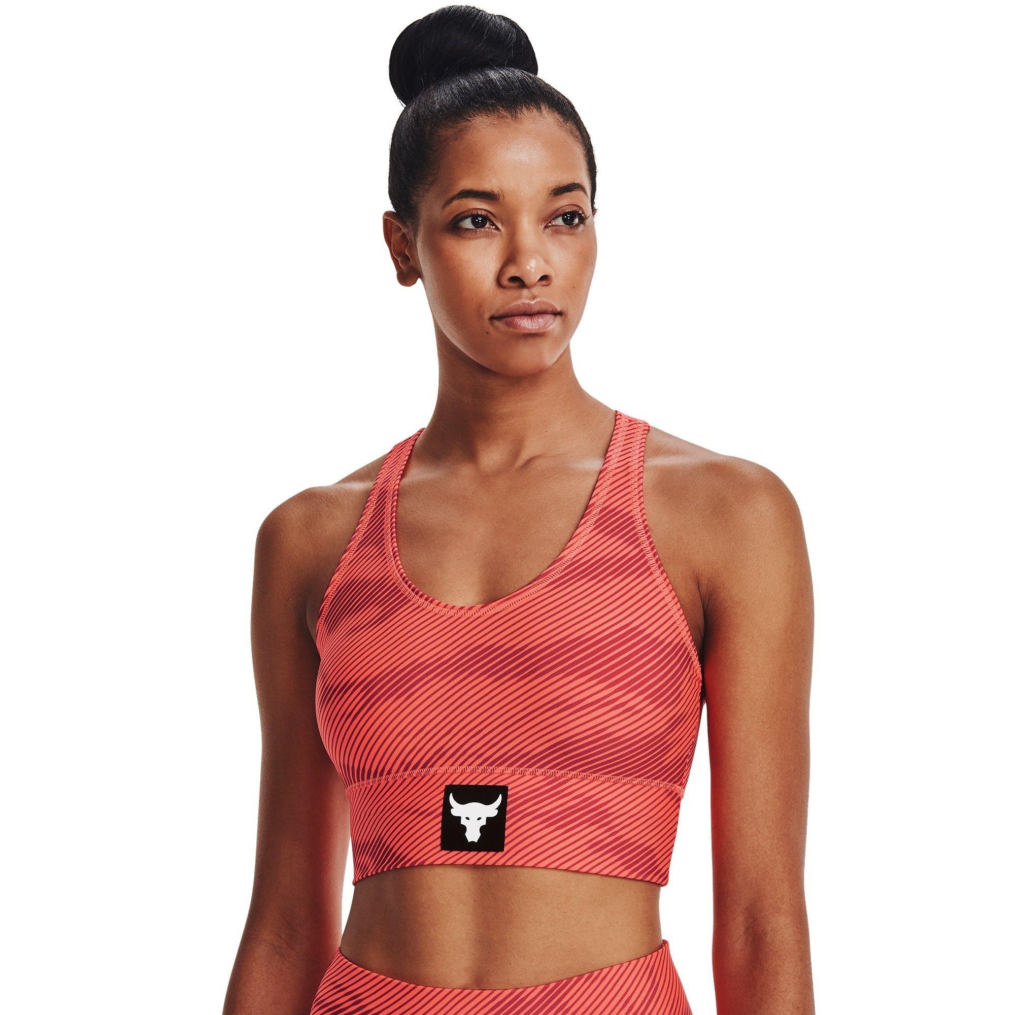 Orange/White - Under Armour - Armour Project Rock Bra Womens - 3
