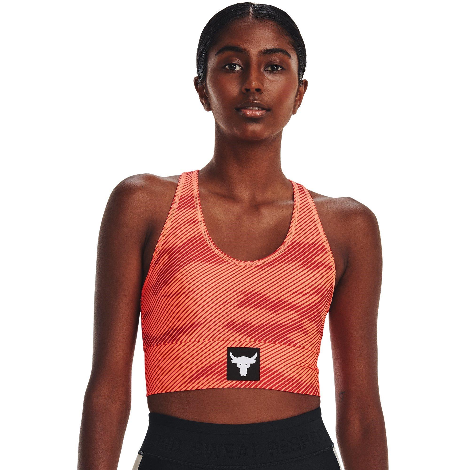 Orange/White - Under Armour - Armour Project Rock Bra Womens - 5