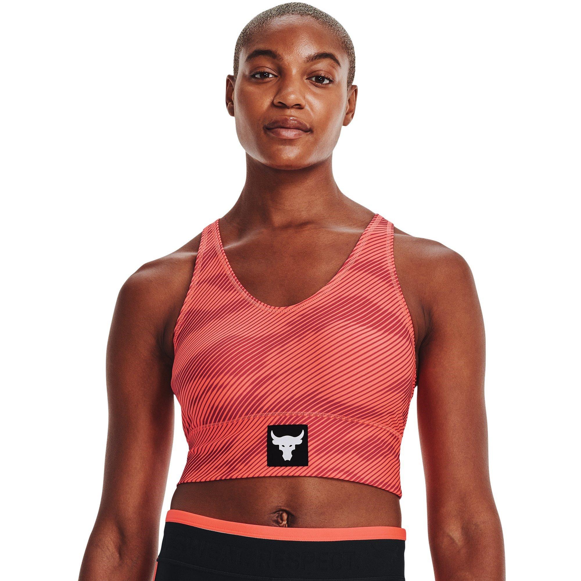 Orange/White - Under Armour - Armour Project Rock Bra Womens - 7