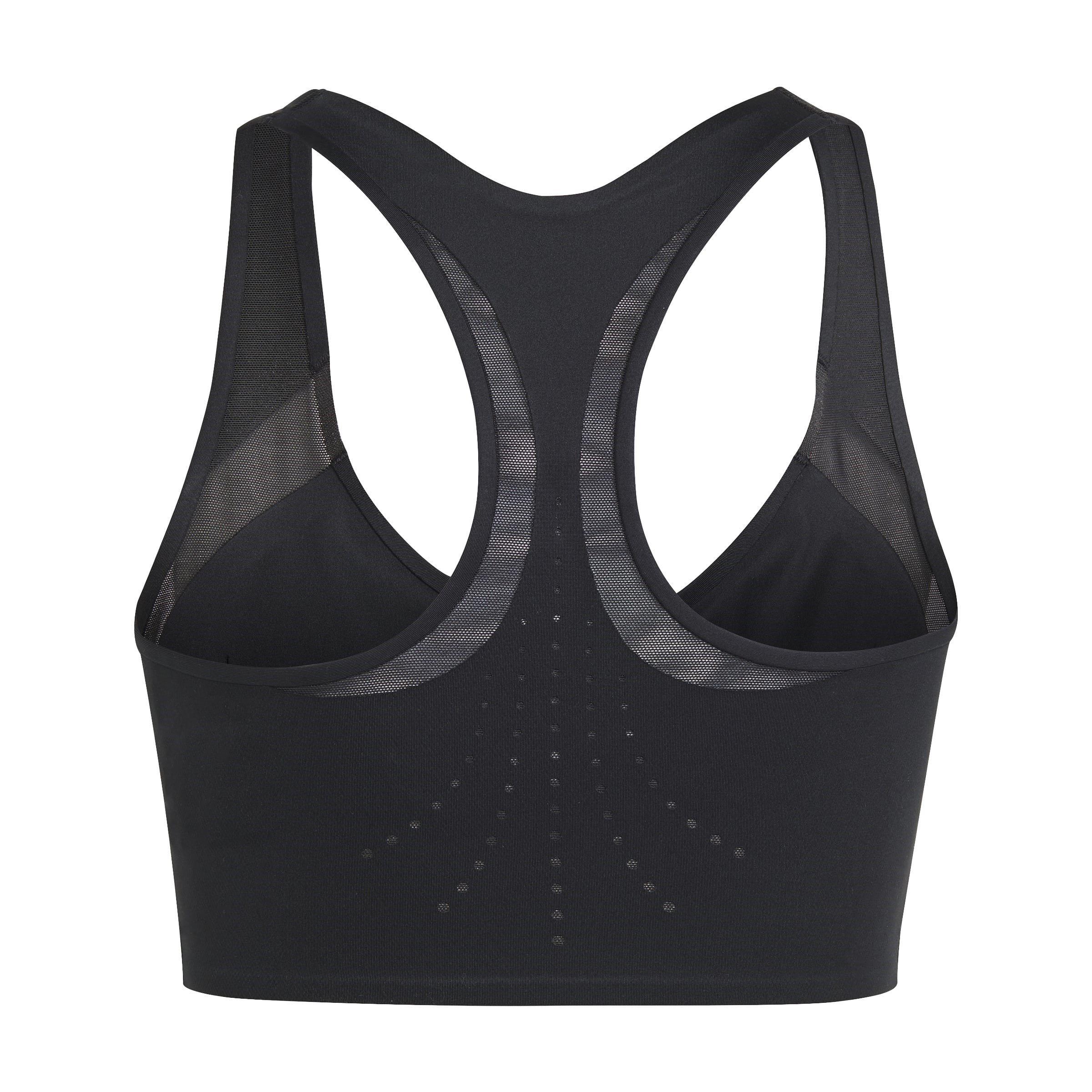 black - adidas by Stella McCartney - Women's Logo Print Medium Impact Sports Bra - 8