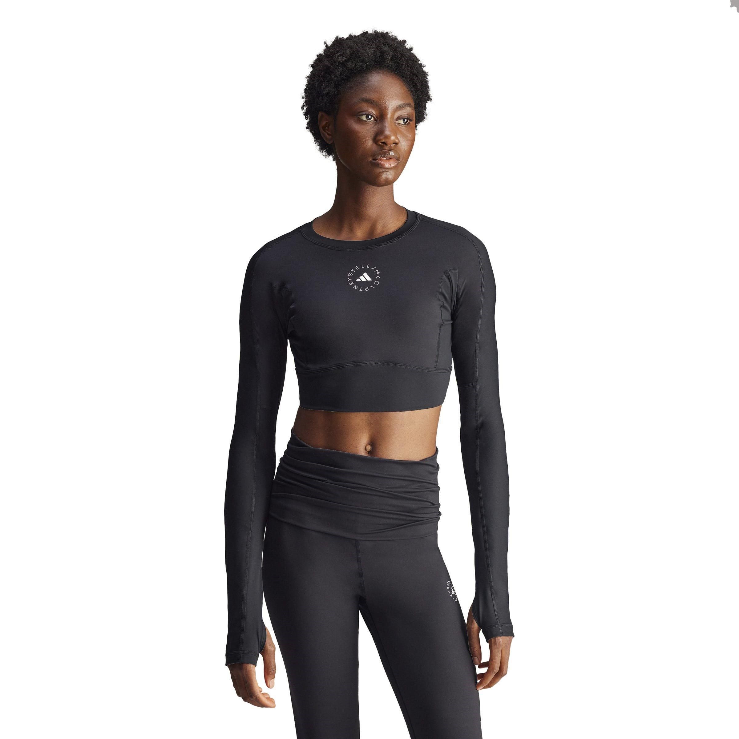 black - adidas by Stella McCartney - Women's Cropped Long-Sleeve Performance Gym Top - 1