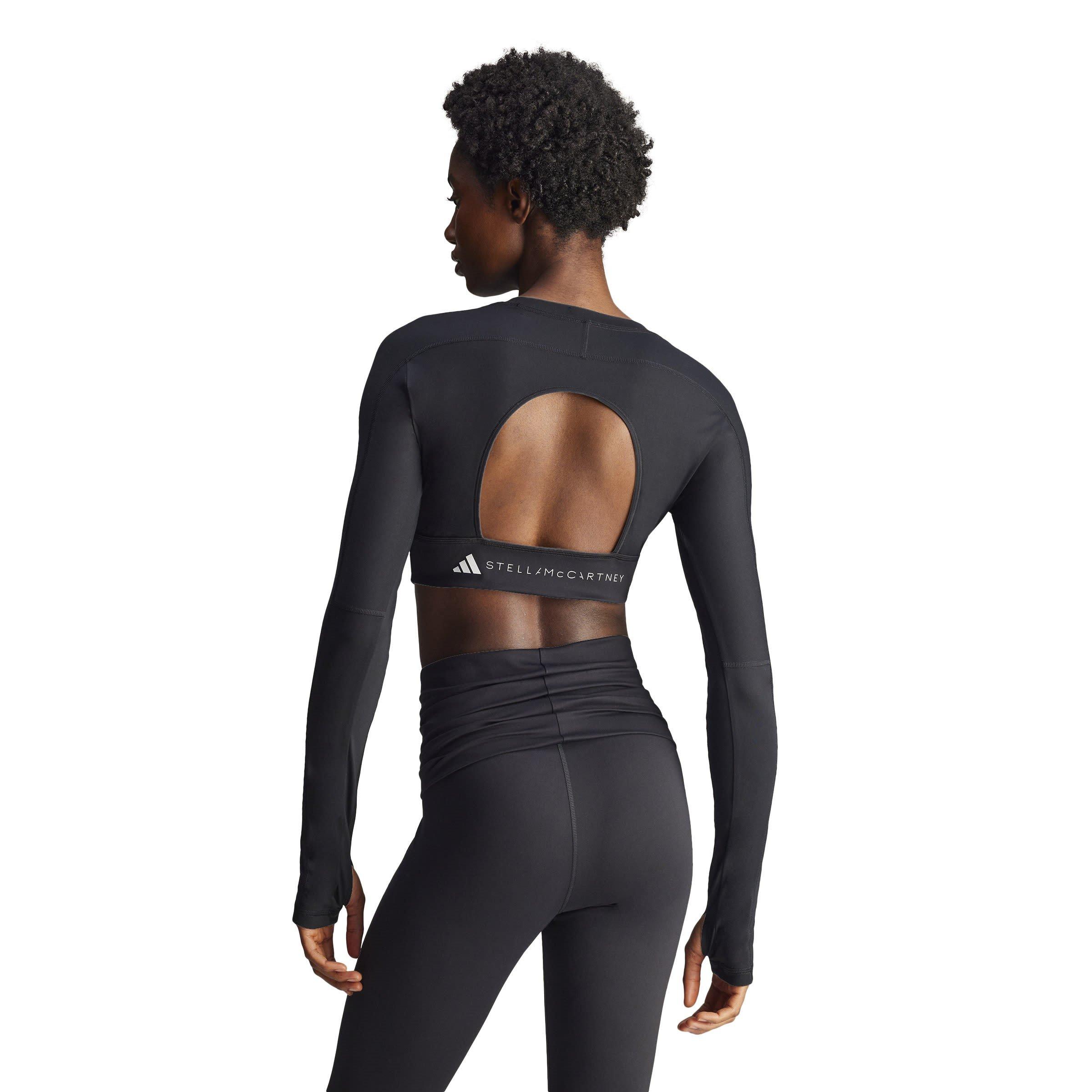black - adidas by Stella McCartney - Women's Cropped Long-Sleeve Performance Gym Top - 2