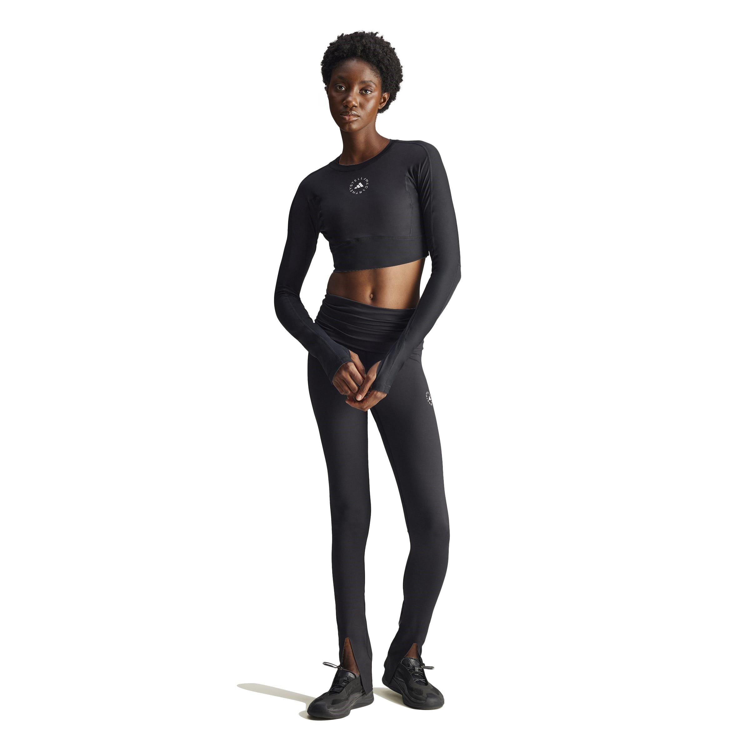 black - adidas by Stella McCartney - Women's Cropped Long-Sleeve Performance Gym Top - 3