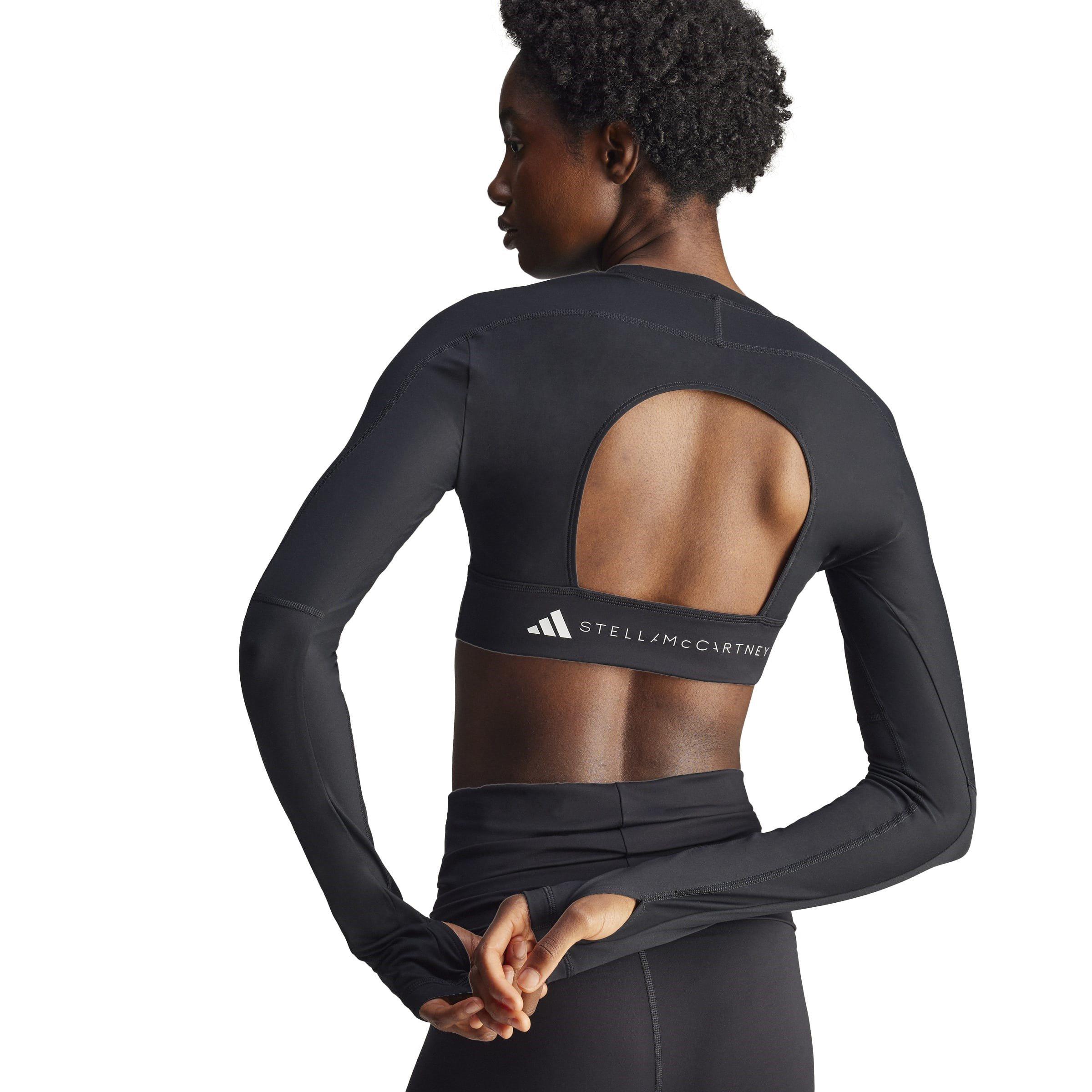 black - adidas by Stella McCartney - Women's Cropped Long-Sleeve Performance Gym Top - 4