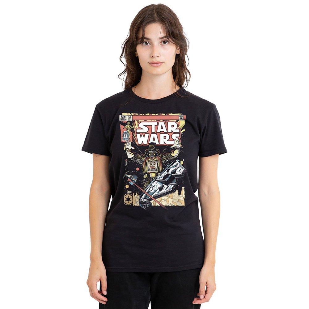 Black - Star Wars - Star Wars Retro Vader Falcon Comic T Shirt Black - 1