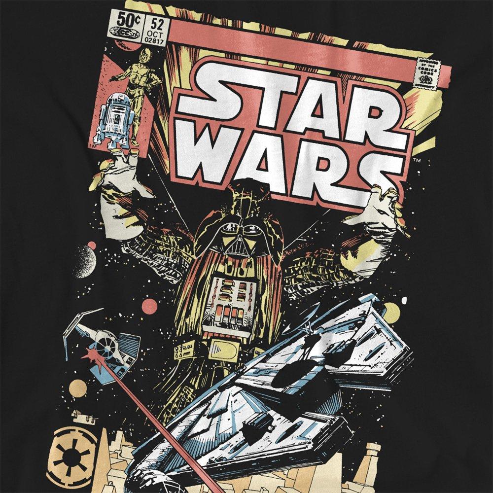 Black - Star Wars - Star Wars Retro Vader Falcon Comic T Shirt Black - 2