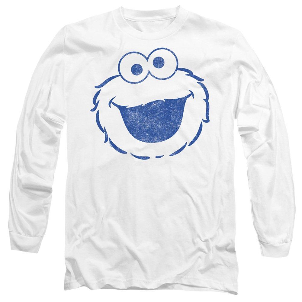 Sesame Street Men's Cookie Monster Mono Long Sleeve T-Sh - White - XXL