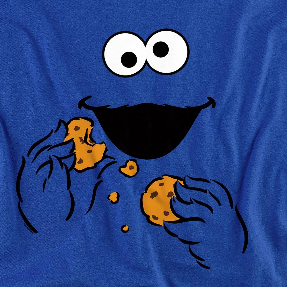 Blue - Sesame Street - Sesame Street Cookie Monster Om Nom Face Long Slee - 2