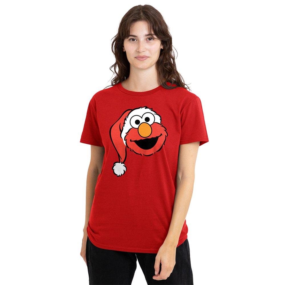 Red - Sesame Street - Sesame Street Christmas Santa Hat Elmo Face T-Shir - 1