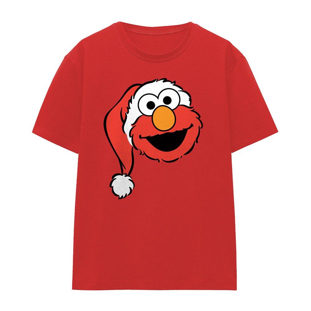 Red - Sesame Street - Sesame Street Christmas Santa Hat Elmo Face T-Shir - 4