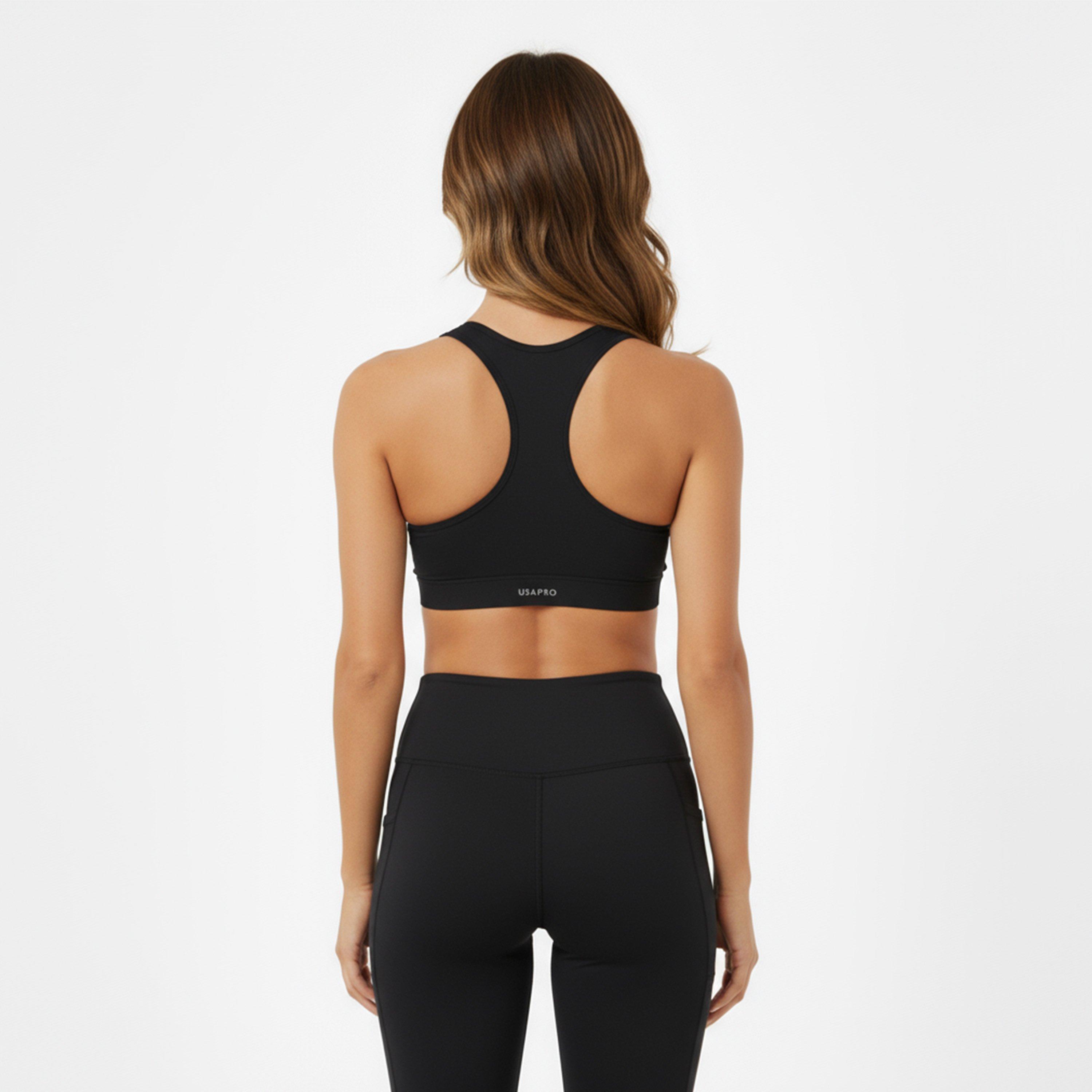 Crna - USA Pro - Core Racer Back Sports Bra Ladies - 4