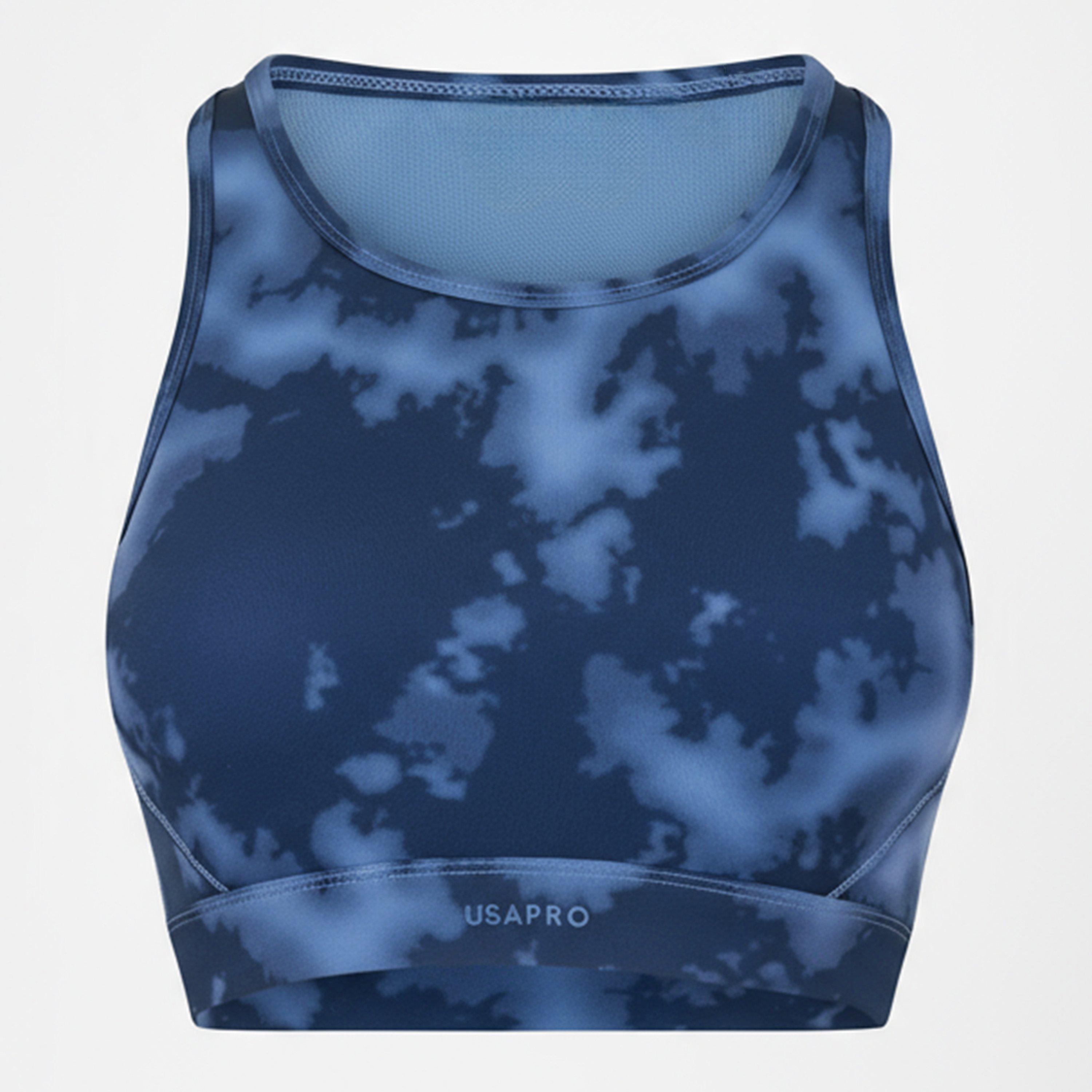 Usa Pro Women's Pro Core Racer Back Sports Bra - Navy Acid Dye - 8 (36)