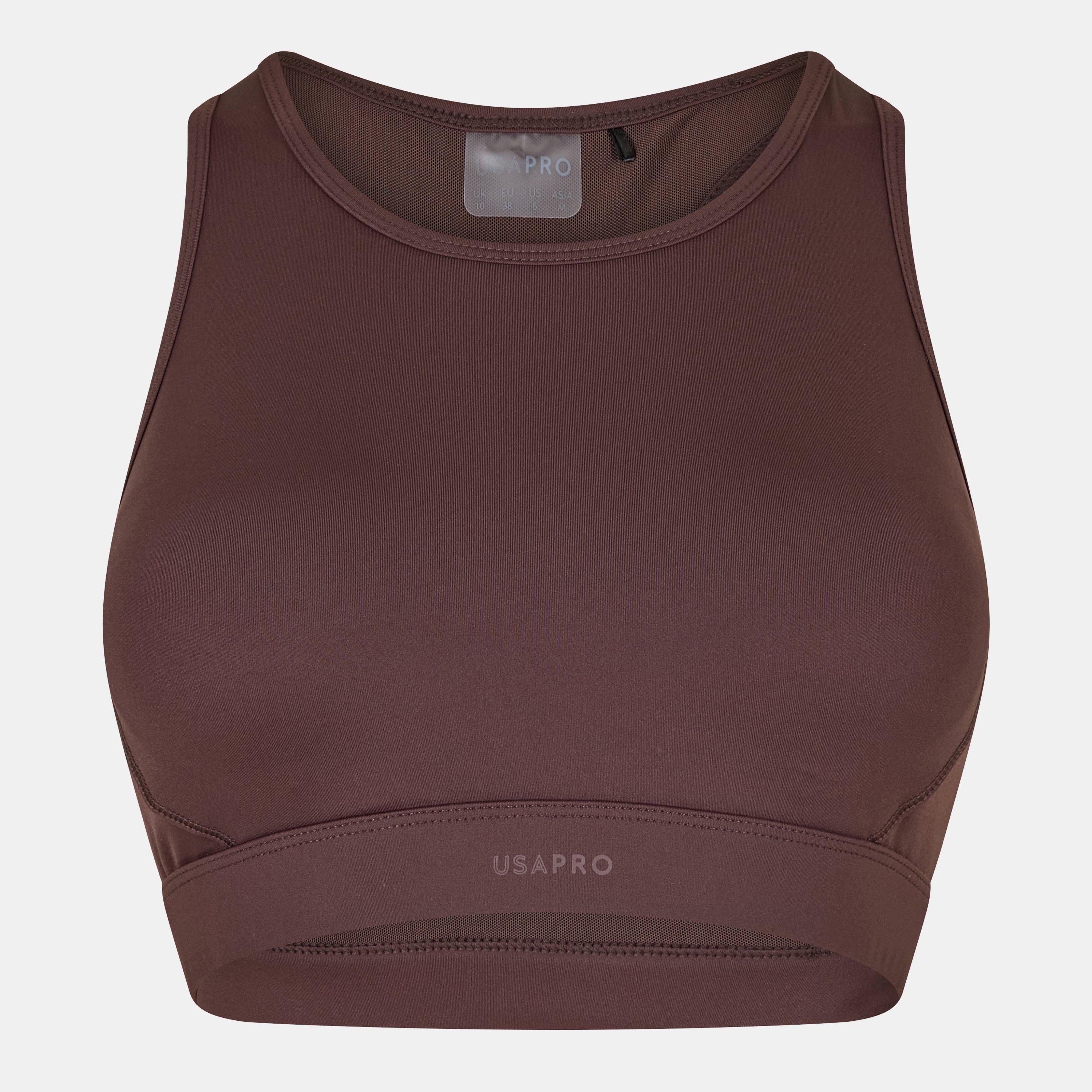 Usa Pro Women's Pro Core Racer Back Sports Bra - Espresso - 16 (44)