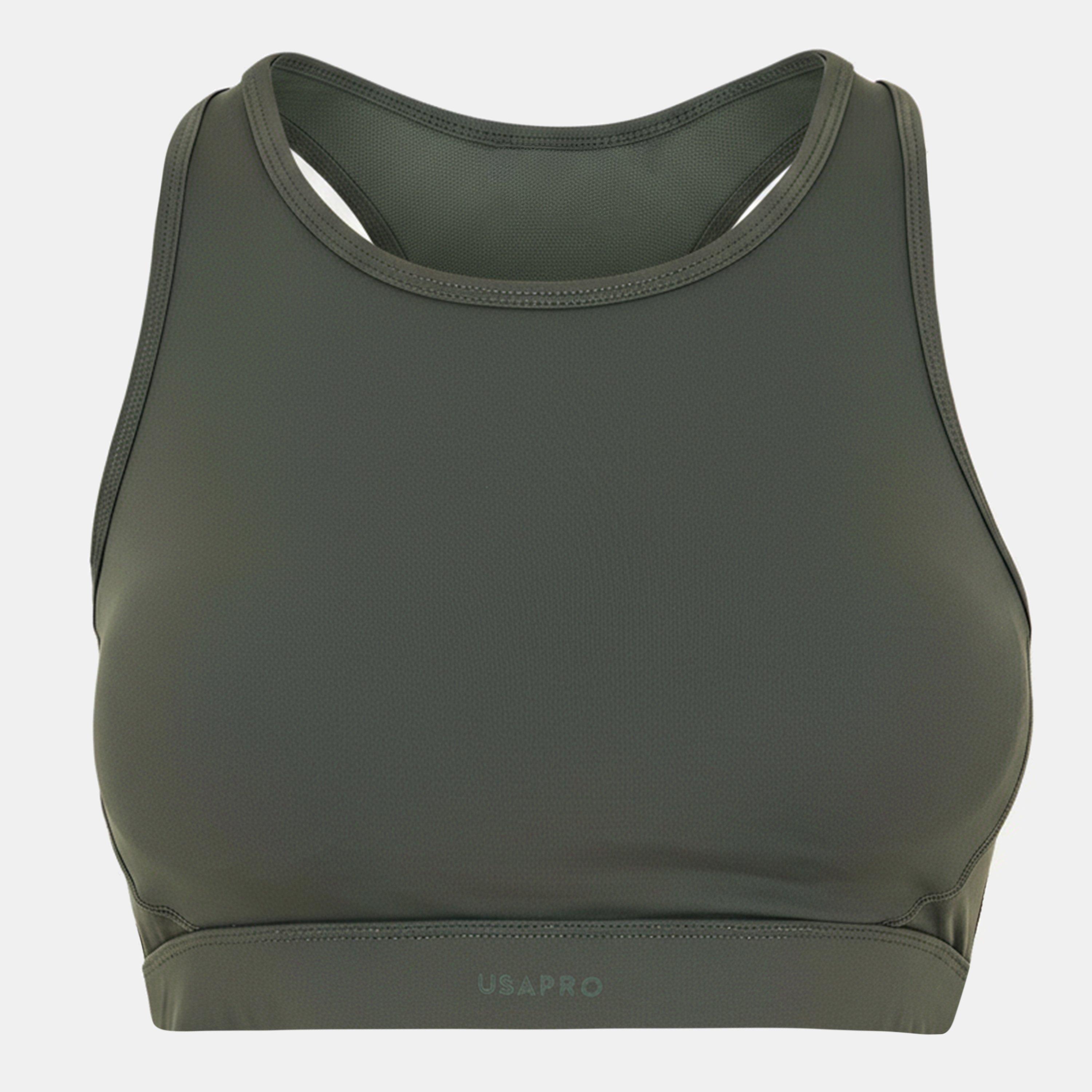 Usa Pro Women's Pro Core Racer Back Sports Bra - Khaki - 14 (42)