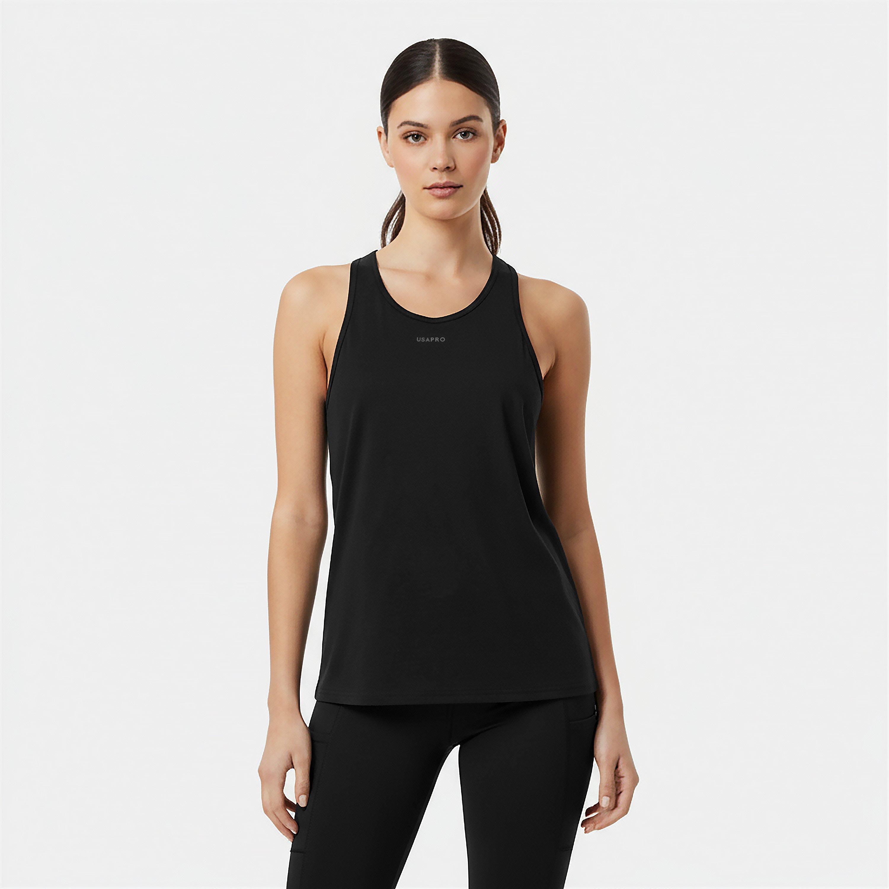 Schwarz - USA Pro - Classic Racer Back Sports Tank Womens - 3