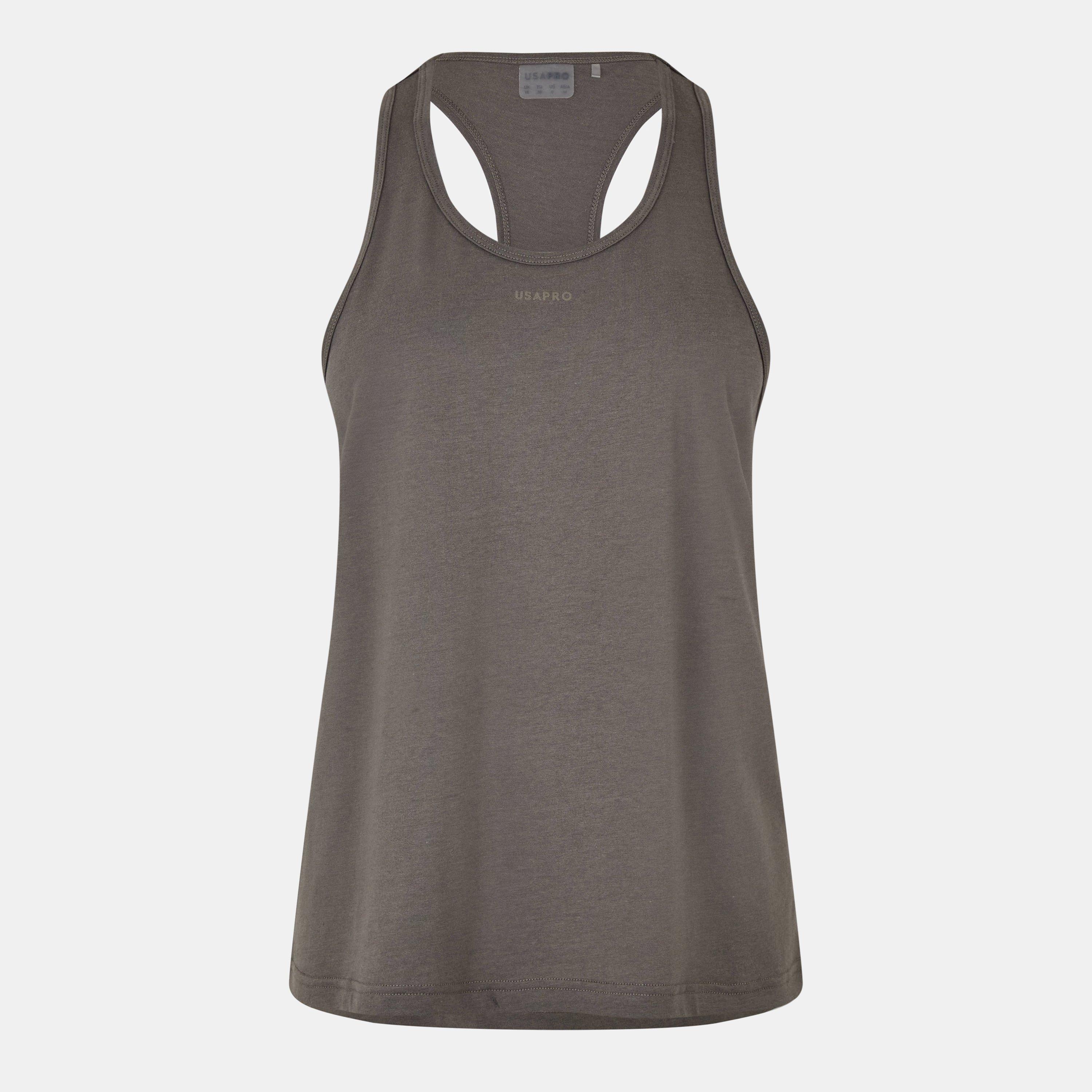 Usa Pro Women's Classic Racer Back Sports Tank - Warm Ash - 8 (36)