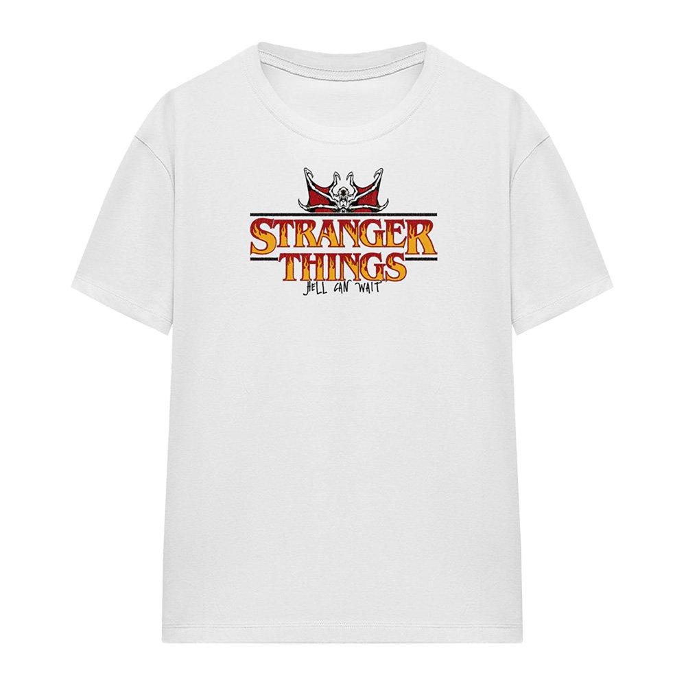 White - Stranger Things - Stranger Things Flame Logo Ladies T Shirt White - 4