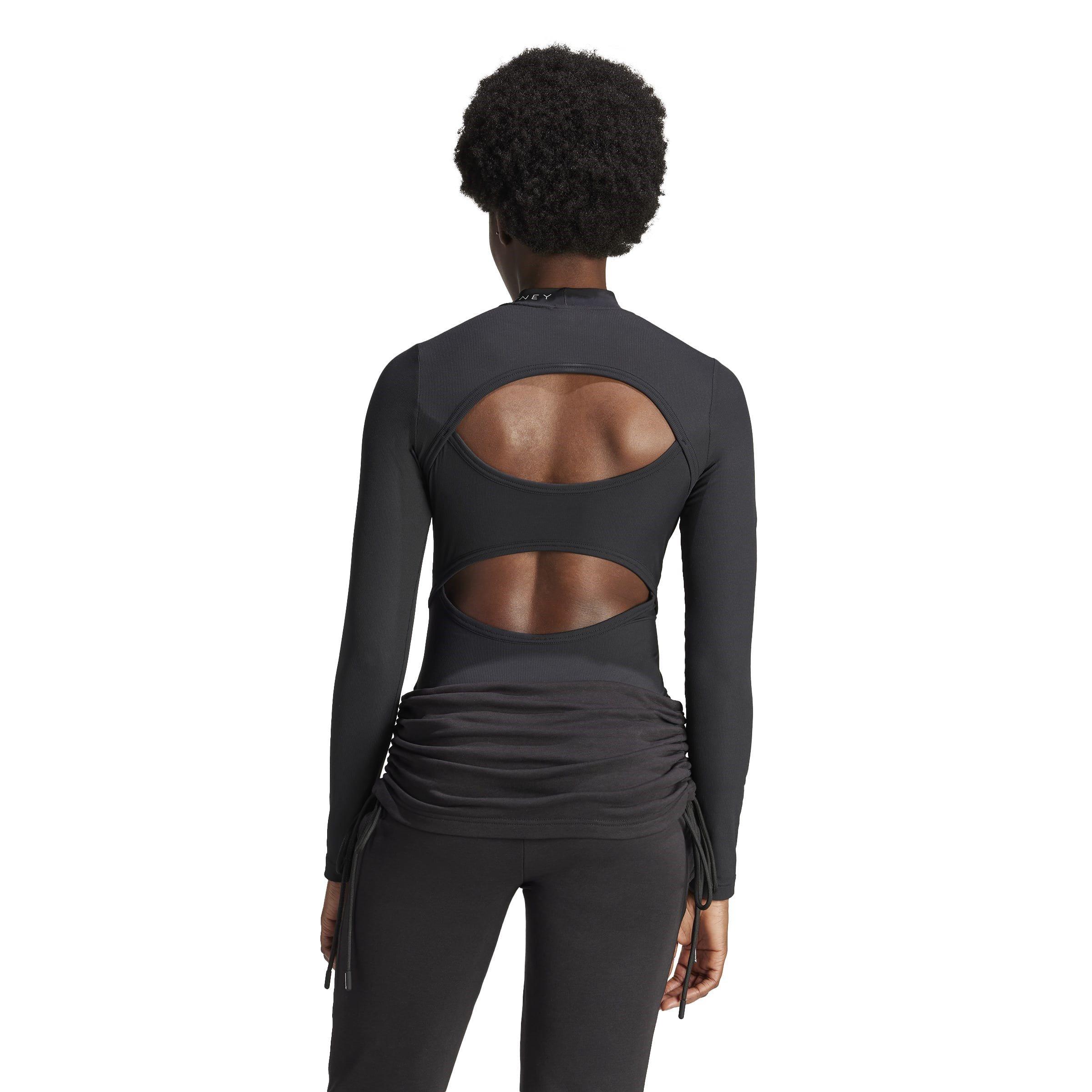 black - adidas by Stella McCartney - Women's Logo Rib Long-Sleeve Performance Gym Top - 2