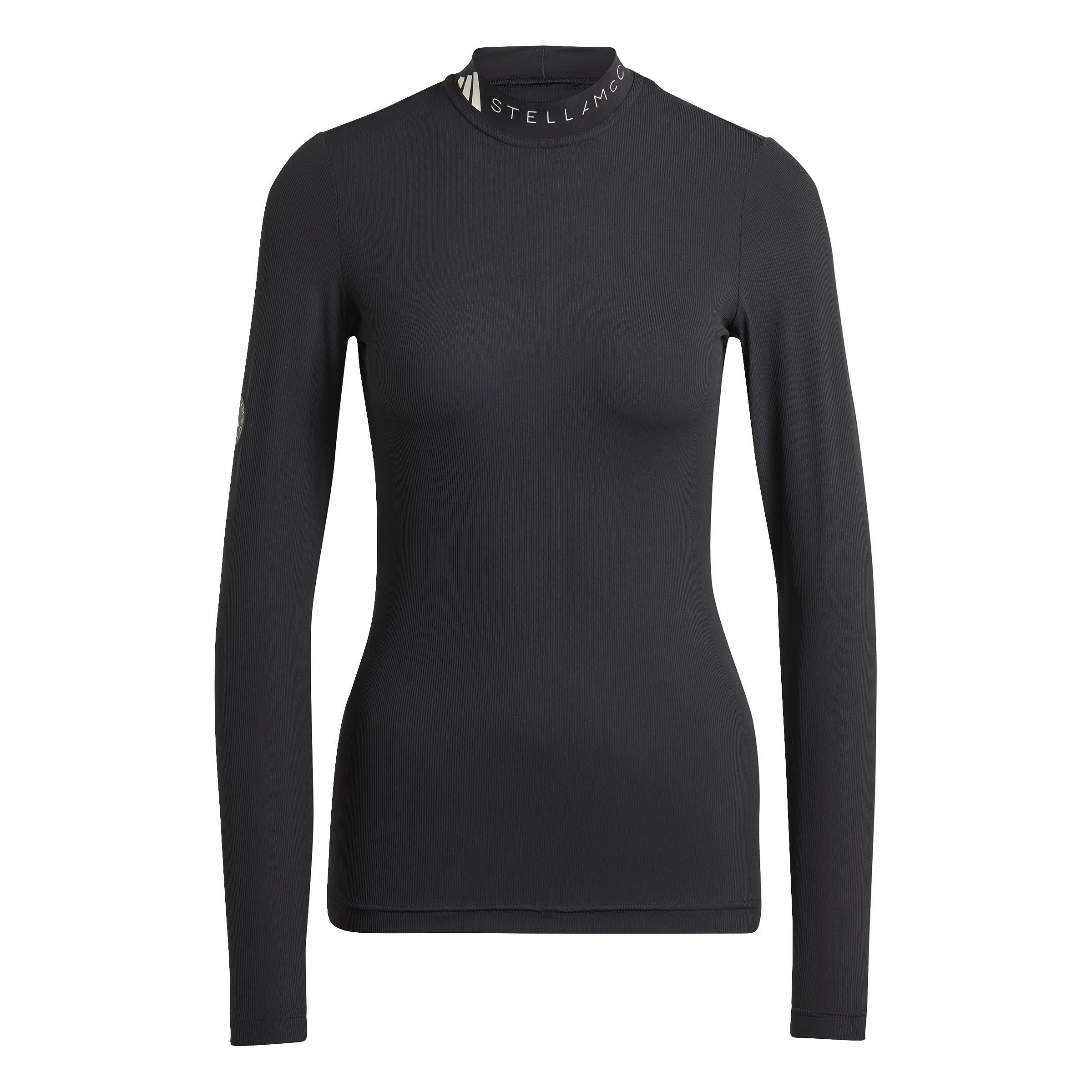 black - adidas by Stella McCartney - Women's Logo Rib Long-Sleeve Performance Gym Top - 7