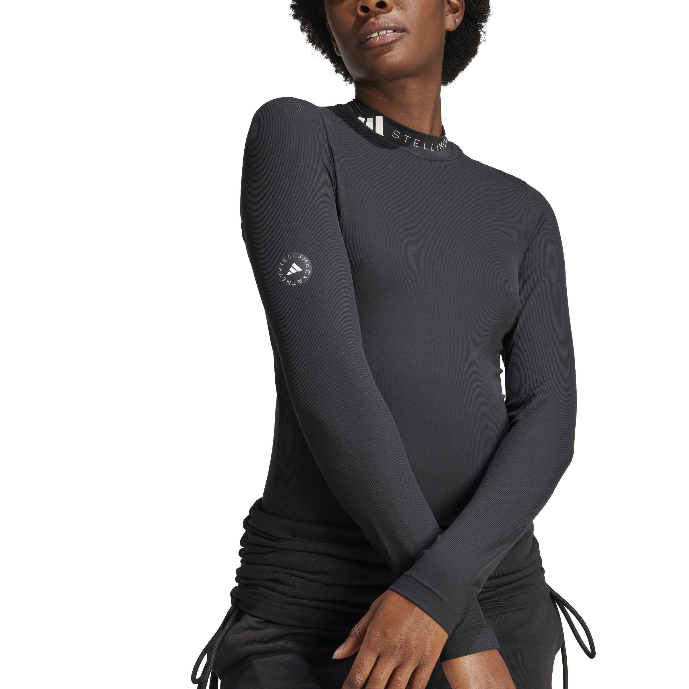 black - adidas by Stella McCartney - Women's Logo Rib Long-Sleeve Performance Gym Top - 4