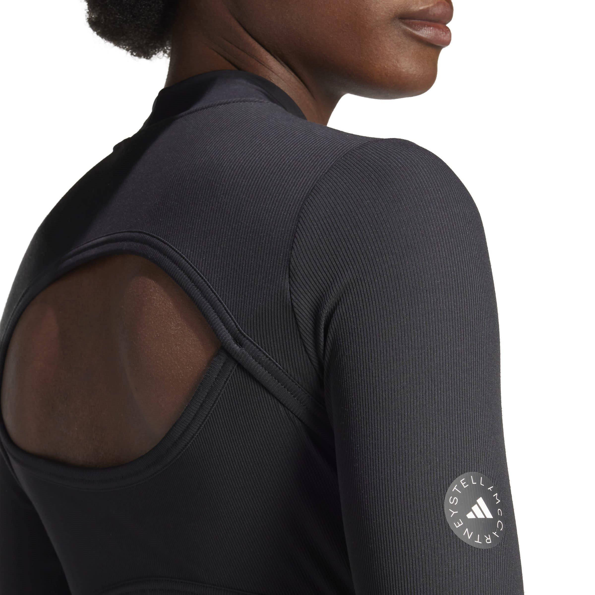 black - adidas by Stella McCartney - Women's Logo Rib Long-Sleeve Performance Gym Top - 6