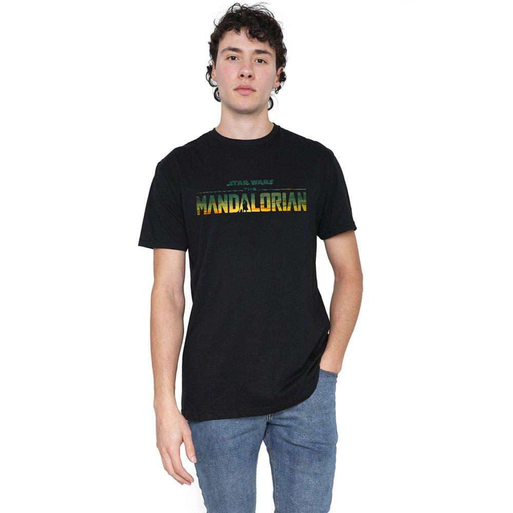 Black - Star Wars - Star Wars Mandalorian Landscape Logo T Shirt Black - 1