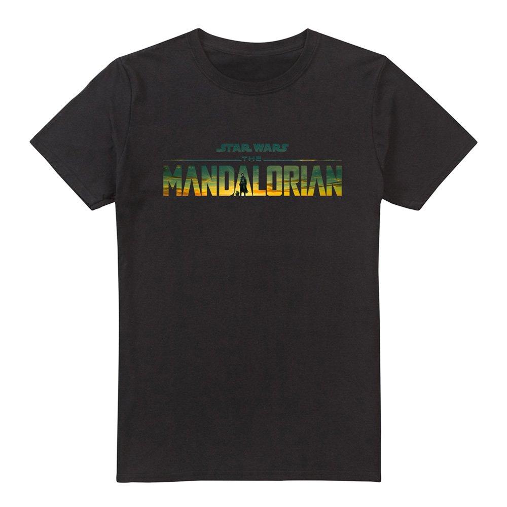 Black - Star Wars - Star Wars Mandalorian Landscape Logo T Shirt Black - 4