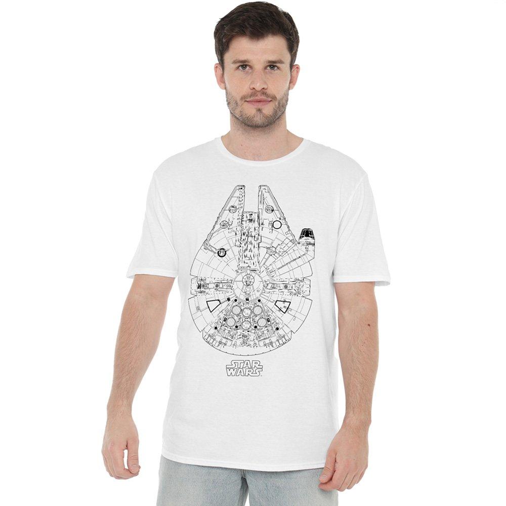 White - Star Wars - Star Wars Millenium Lines Cotton Mens T-Shirt Whit - 1