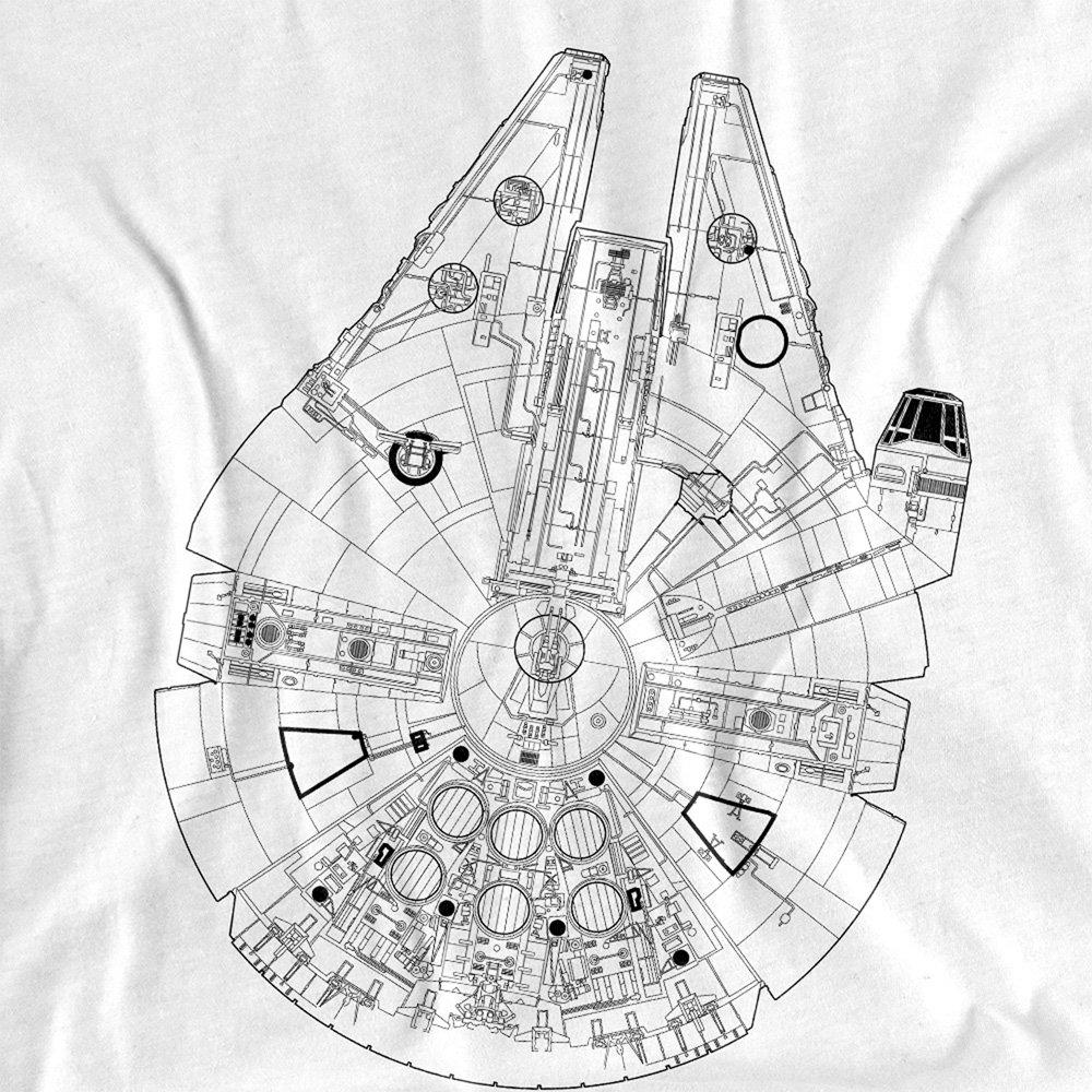 White - Star Wars - Star Wars Millenium Lines Cotton Mens T-Shirt Whit - 2