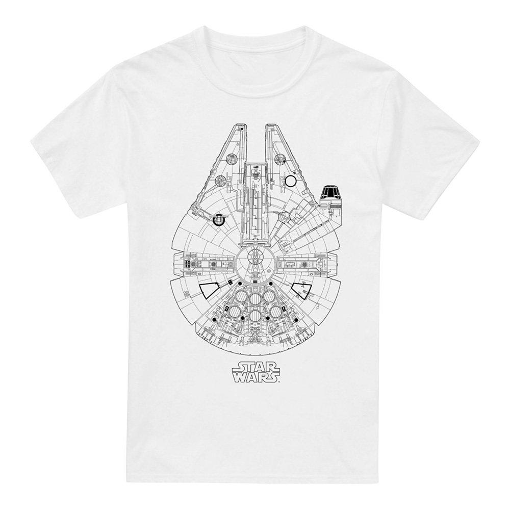 White - Star Wars - Star Wars Millenium Lines Cotton Mens T-Shirt Whit - 4