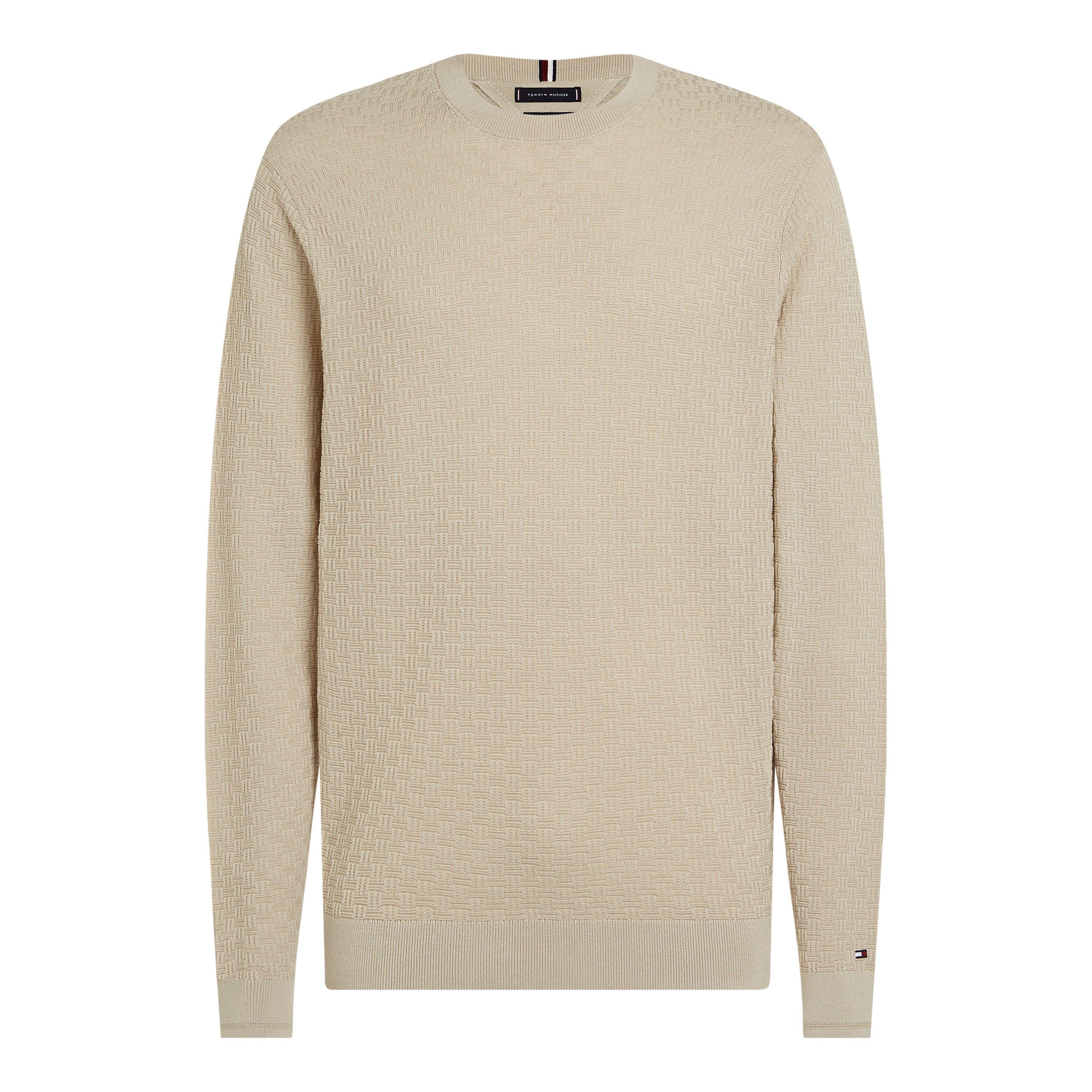 Classic Beige - Tommy Hilfiger - Men's Basket Weave Crew Neck Jumper - 4