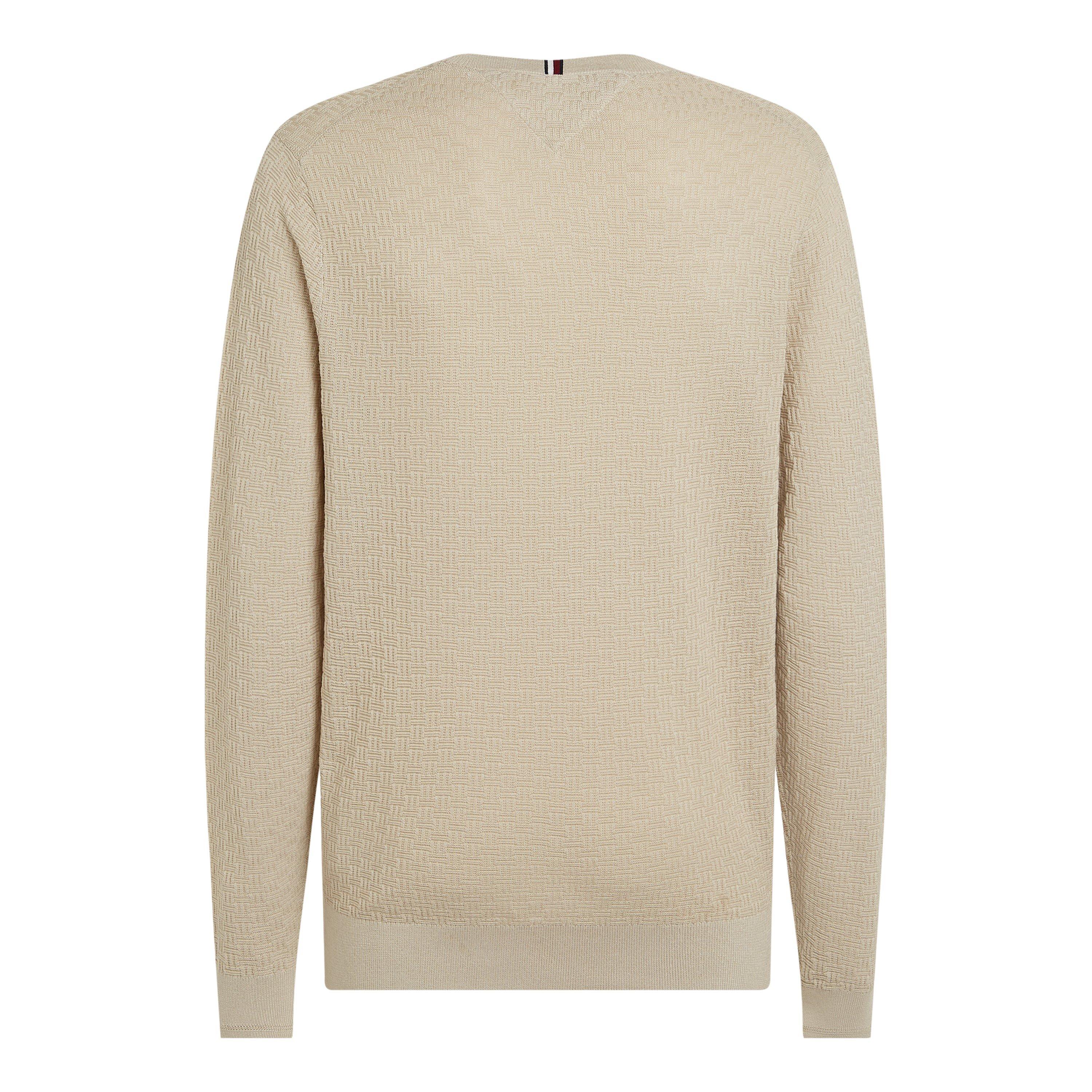 Classic Beige - Tommy Hilfiger - Men's Basket Weave Crew Neck Jumper - 5