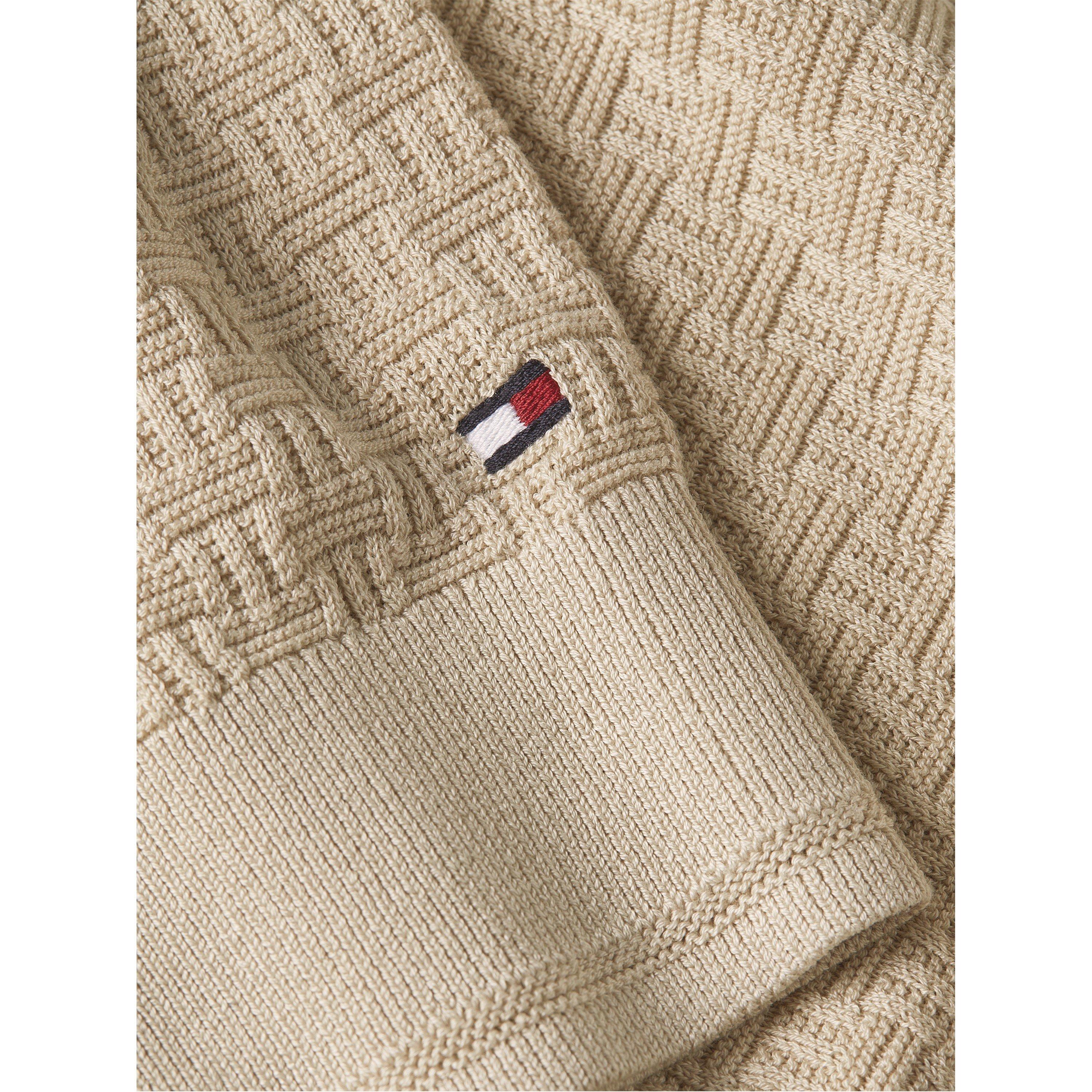 Classic Beige - Tommy Hilfiger - Men's Basket Weave Crew Neck Jumper - 6
