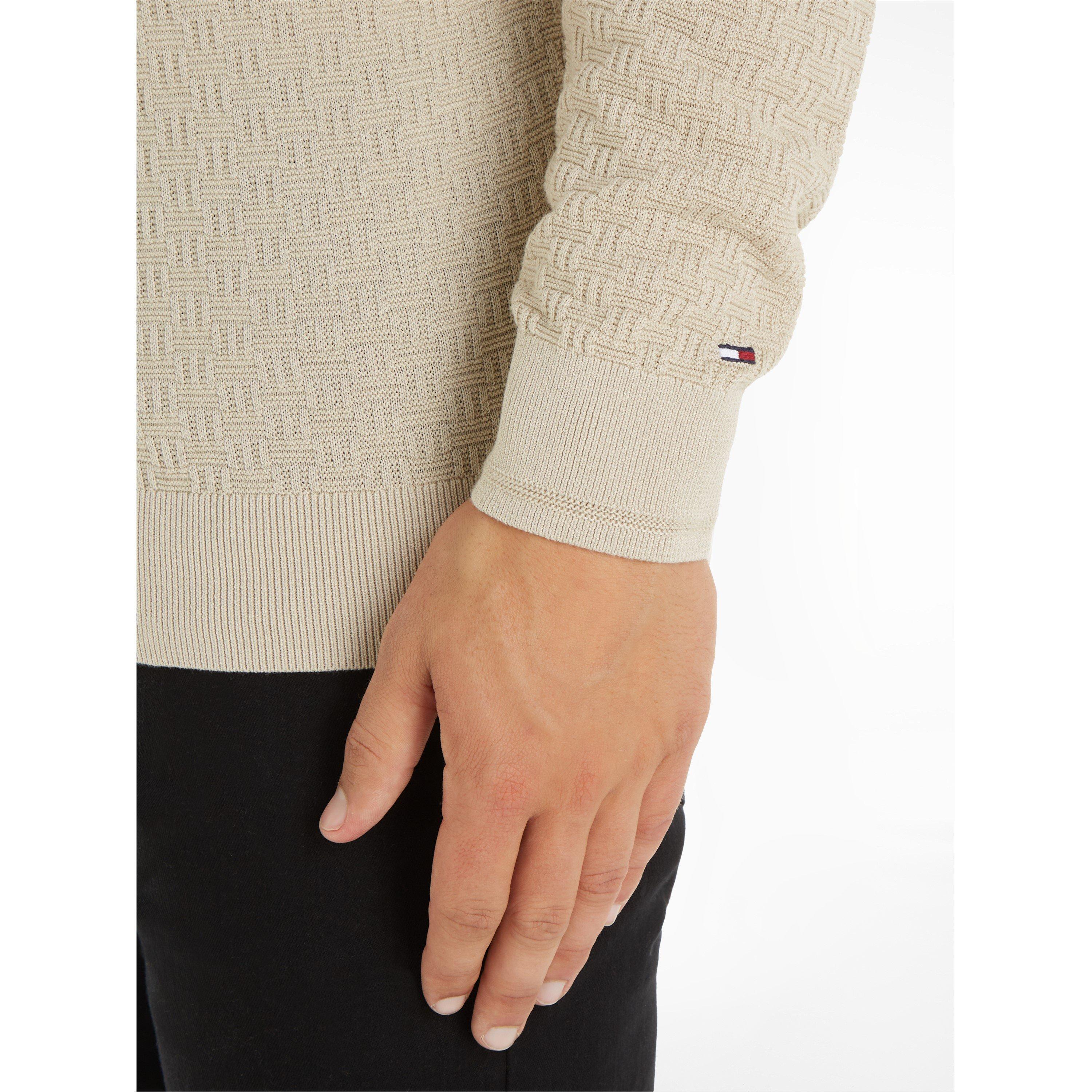 Classic Beige - Tommy Hilfiger - Men's Basket Weave Crew Neck Jumper - 3