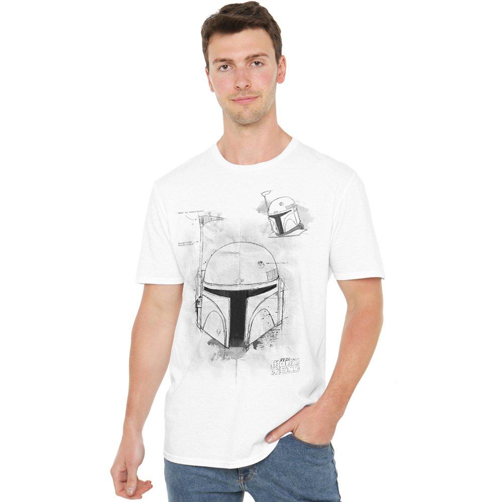 White - Star Wars - Star Wars Helmet Sketch Mens Mens T-Shirt White - 1