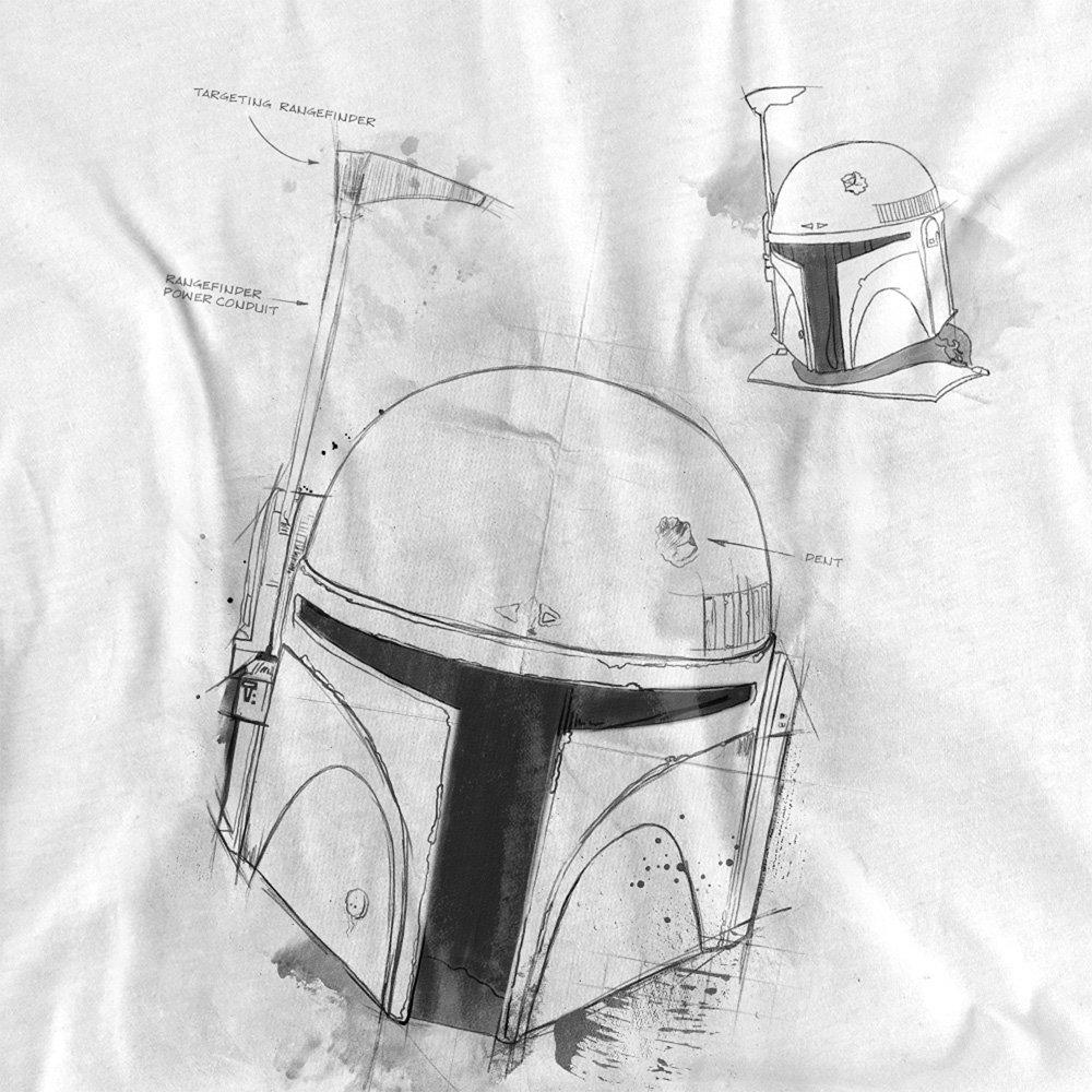 White - Star Wars - Star Wars Helmet Sketch Mens Mens T-Shirt White - 2
