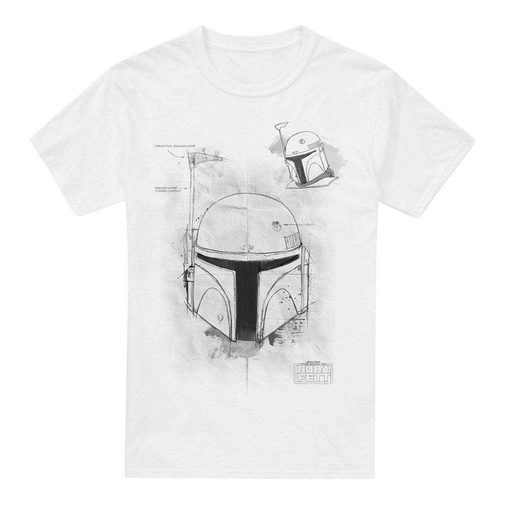 White - Star Wars - Star Wars Helmet Sketch Mens Mens T-Shirt White - 4