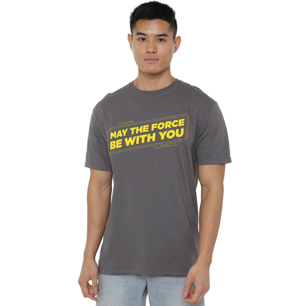 Charcoal - Star Wars - Star Wars Force Slogan Cotton Mens T-Shirt Charcoa - 1