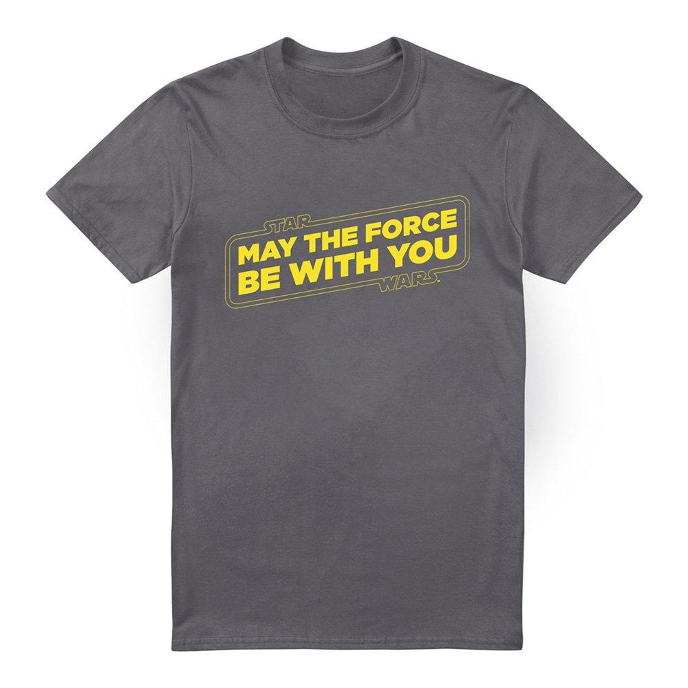 Charcoal - Star Wars - Star Wars Force Slogan Cotton Mens T-Shirt Charcoa - 4