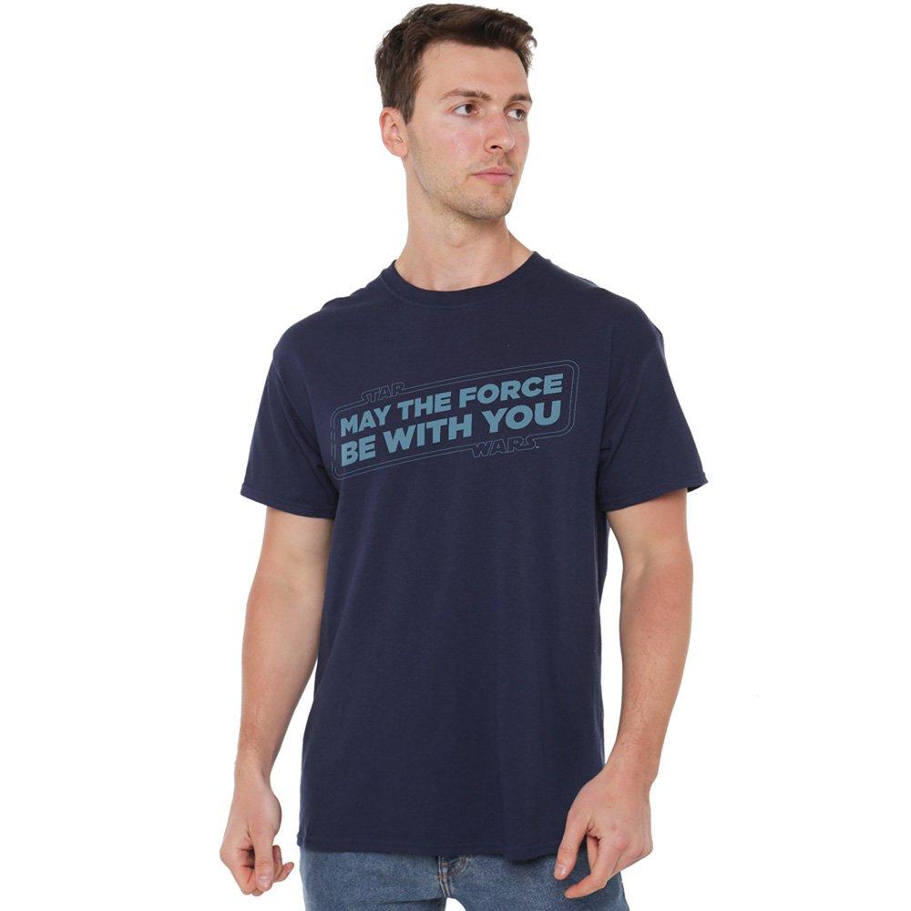 Navy - Star Wars - Star Wars Force Slogan Cotton Mens T-Shirt Navy - 1