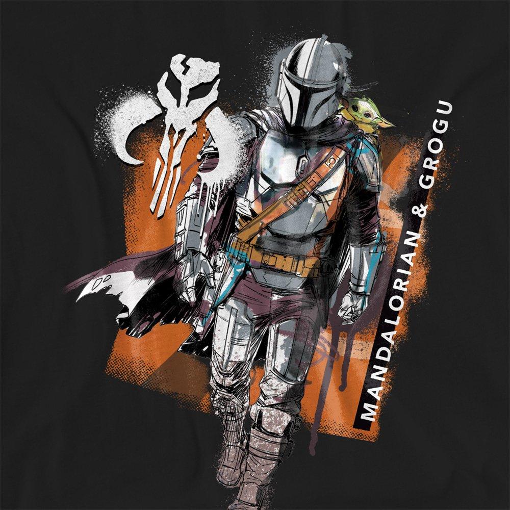 Black - Star Wars - The Mandalorian Grogu Graffiti Spray Pair T-Shirt - 2