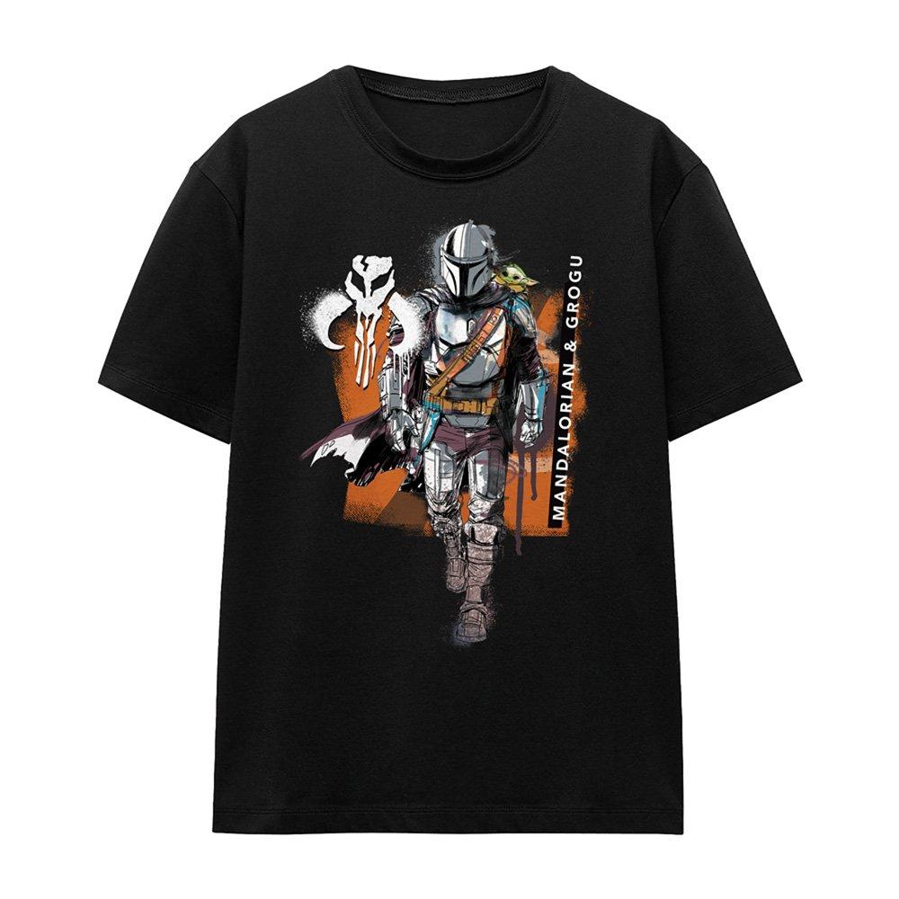 Black - Star Wars - The Mandalorian Grogu Graffiti Spray Pair T-Shirt - 4